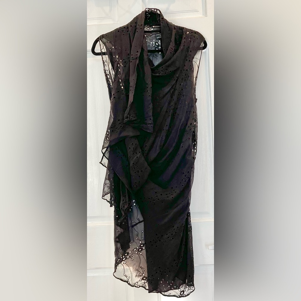 Black eyelet dress by AllSaints